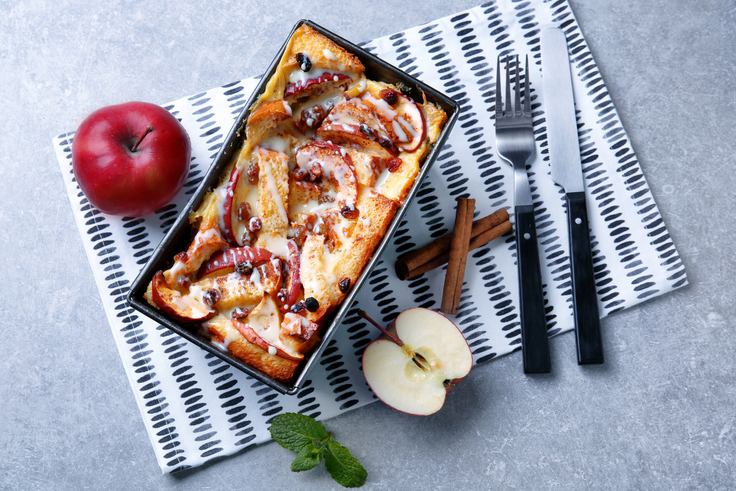 Cashew and Apple Bread Pudding