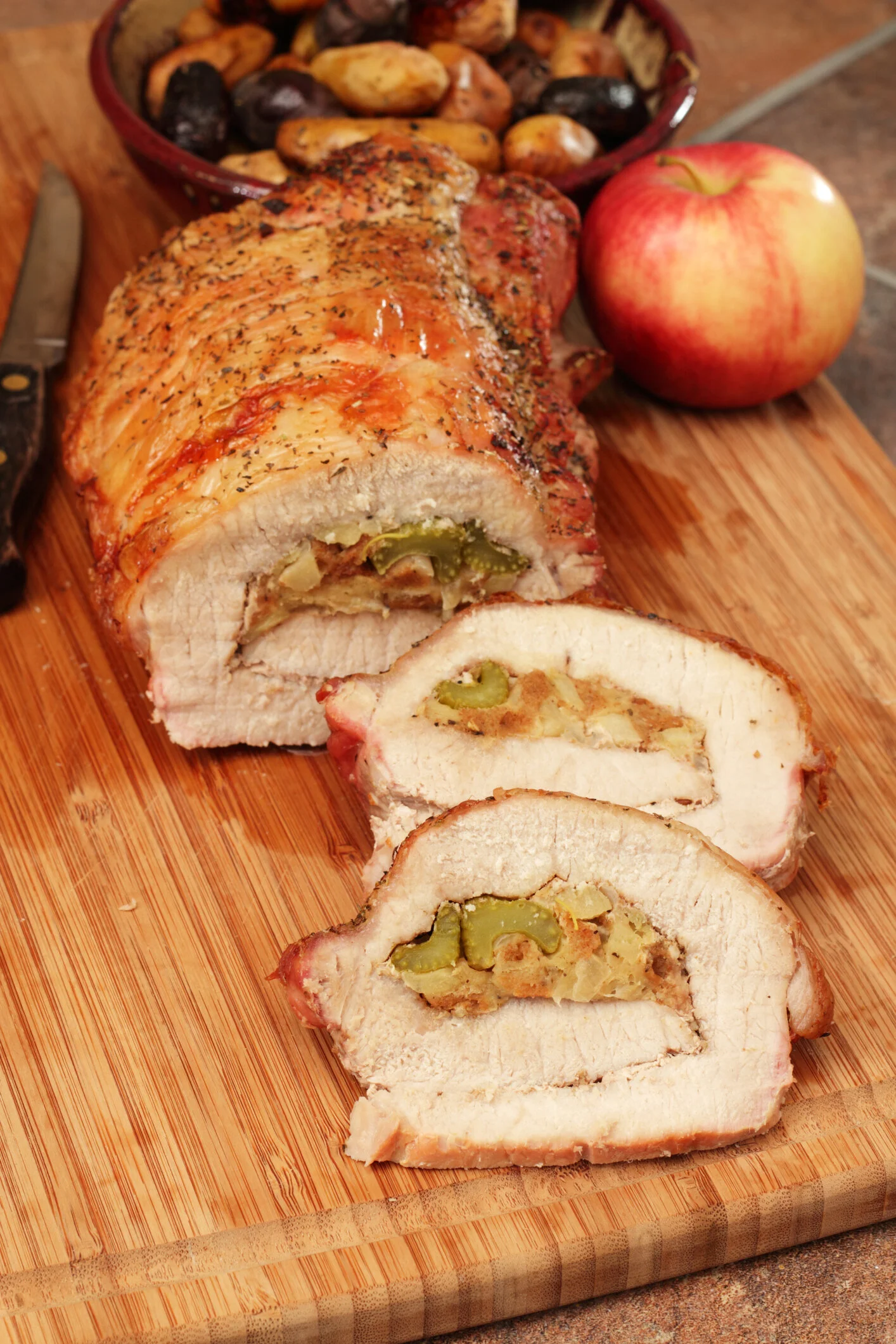 Apple Stuffed Pork Roll 