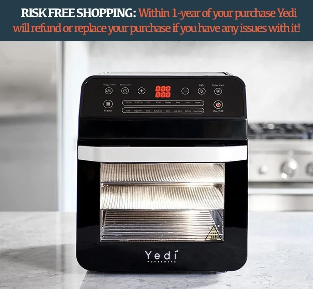 Yedi Houseware - Yedi Total Package 18-in-1 Air Fryer Oven, Air Fryer with Rotisserie and Dehydrator + 100 Recipes, 12.7 Quart