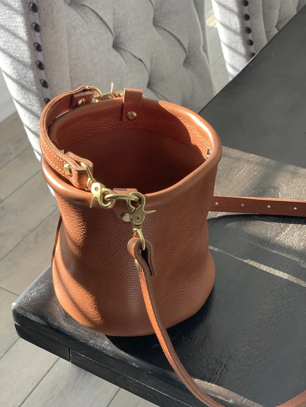 Pebbled Leather Mini Bucket Bag — Tree Fairfax