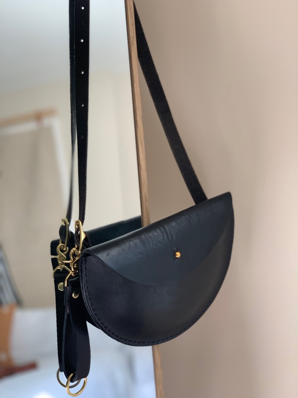 Leather Half Moon Crossbody Waist Bag — Tree Fairfax