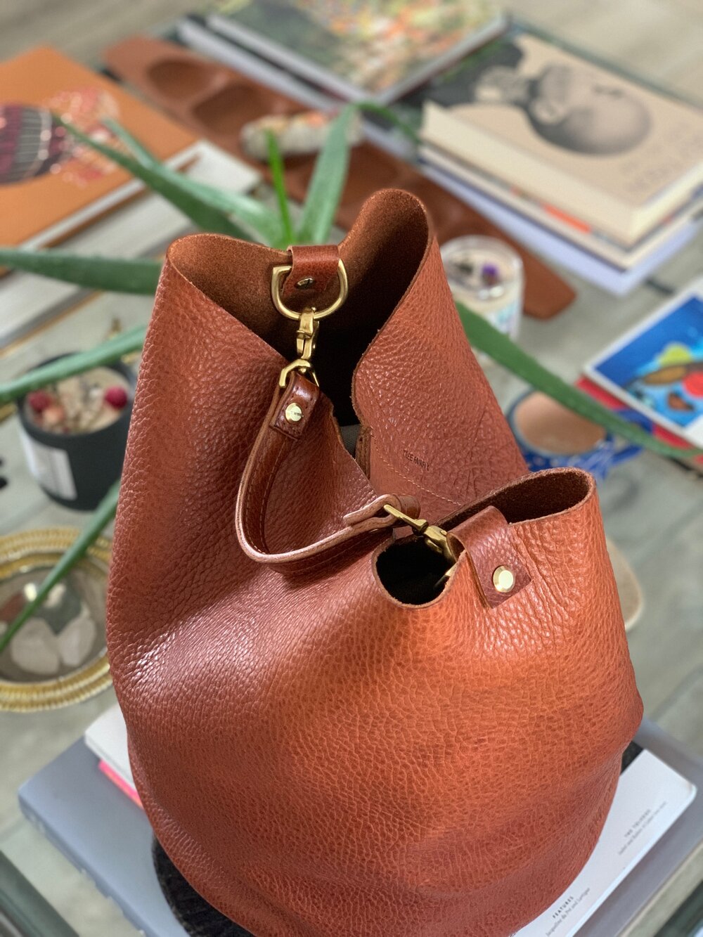 Pebbled Leather Mini Bucket Bag — Tree Fairfax