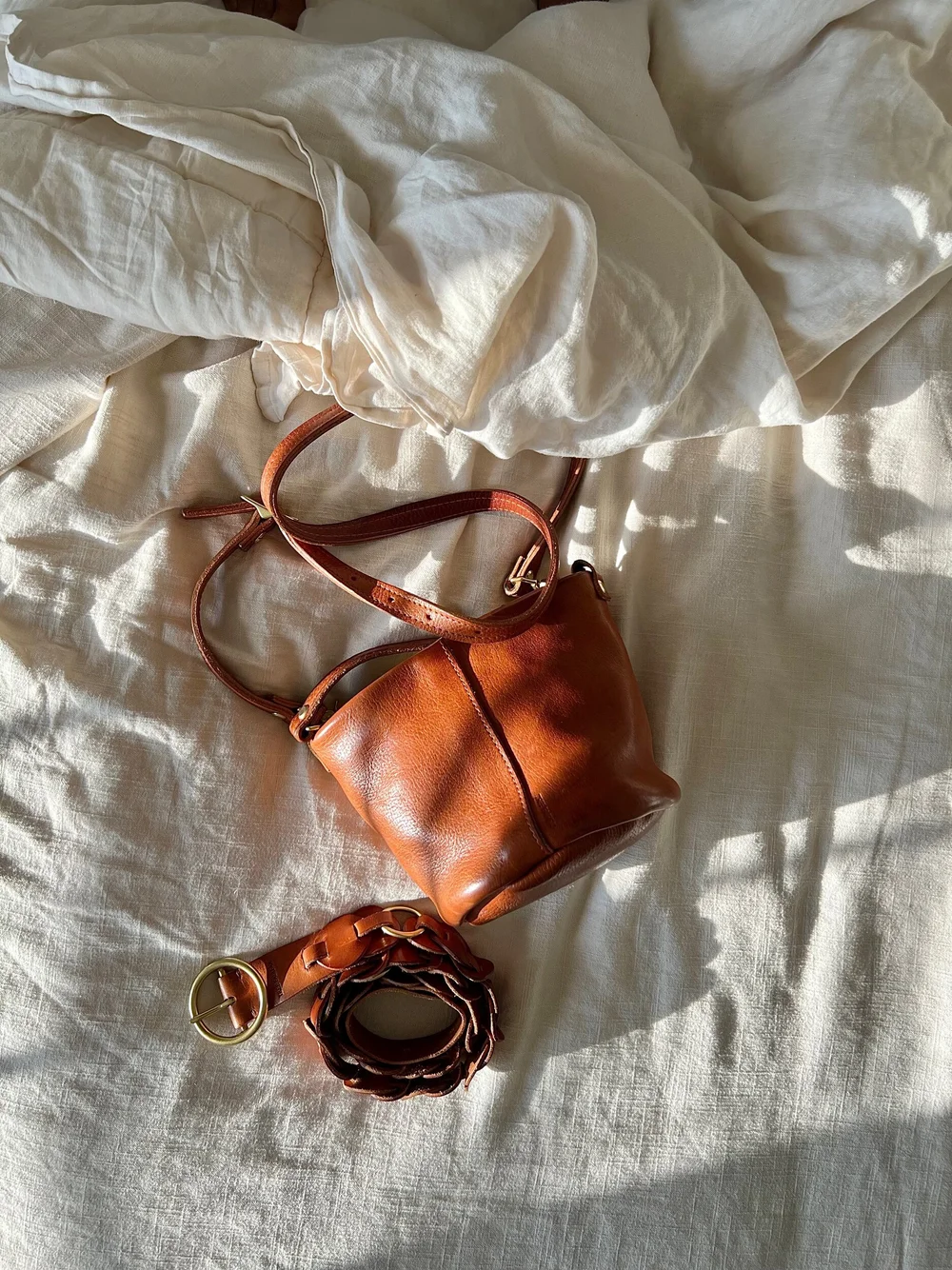 Pebbled Leather Mini Bucket Bag — Tree Fairfax