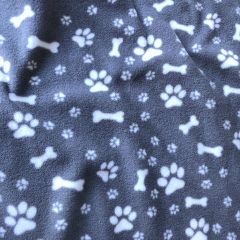 Grey Paw and Bone Print Fleece