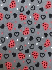 Grey with red spot love hearts