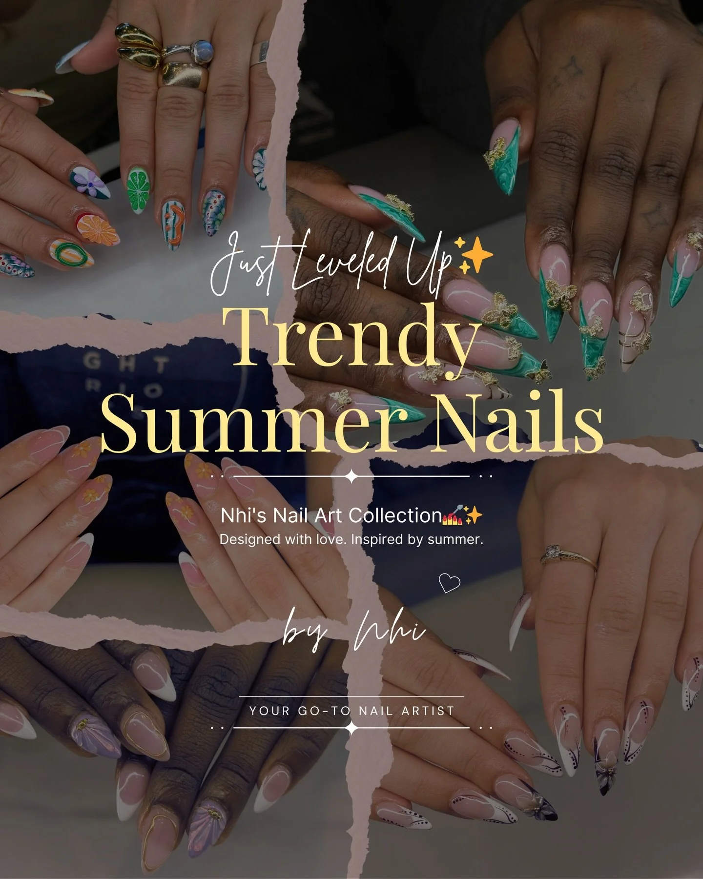 Nhi understood the assignment&hellip; and then elevated it ✨🌸

Summer 3D florals, but make it luxury 💅
From soft blush petals to gold-detailed moments and bold green statements&mdash;every set is a different kind of main character energy.

Which on