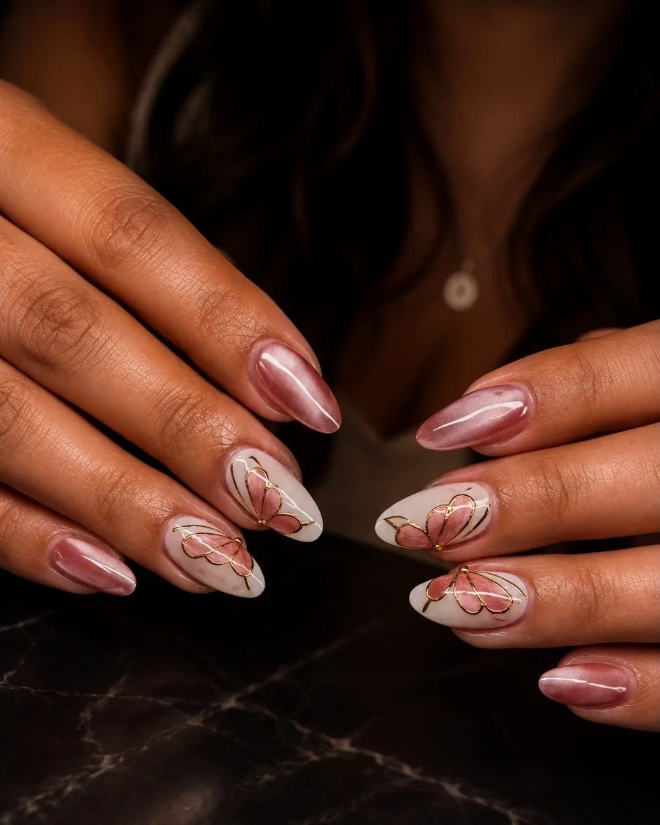 SOFT GLAM or BUTTERFLY BLOOM? 🦋🤍
John gave us elegant white french with golden details ✨
Jason brought the dreamy blush butterfly vibes 🌸

Different moods&hellip; same soft girl energy 💅
Honestly, these sets feel like the perfect transition from 