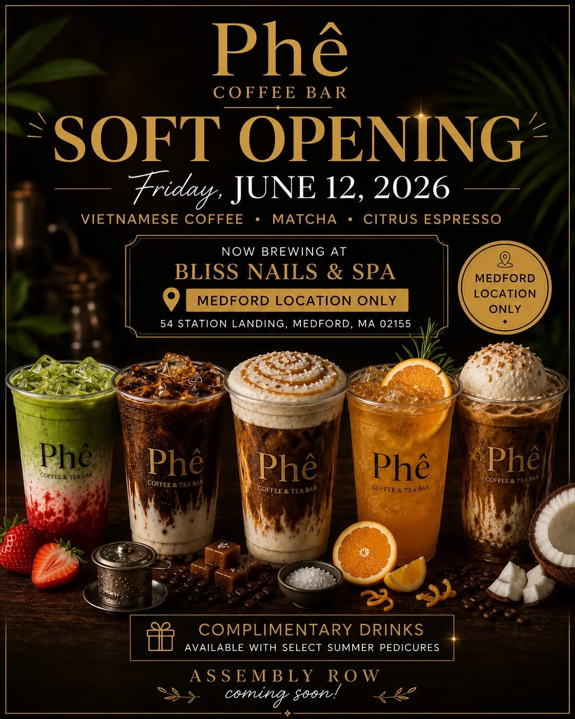 🚨 MEDFORD, THIS ONE&rsquo;S FOR YOU 🚨

☕✨ IT&rsquo;S OFFICIAL ✨☕

The wait is almost over&hellip;

We&rsquo;re excited to announce the Soft Opening of Ph&ecirc; Coffee Bar at Bliss Nails &amp; Spa &ndash; Medford on Friday, June 12, 2026! 🎉

Start
