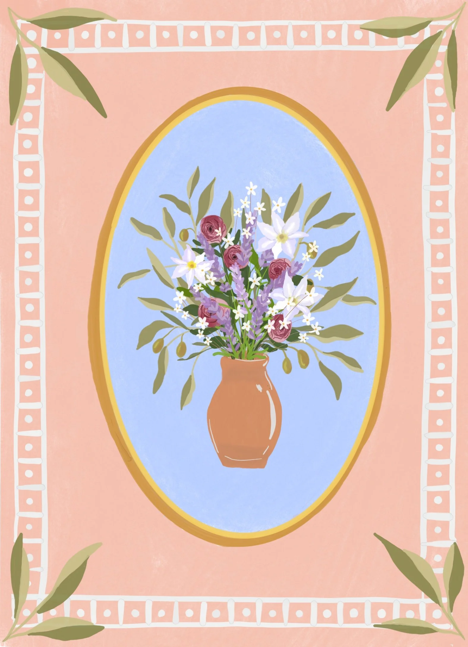 Flowers in Vase in Gouache paint
