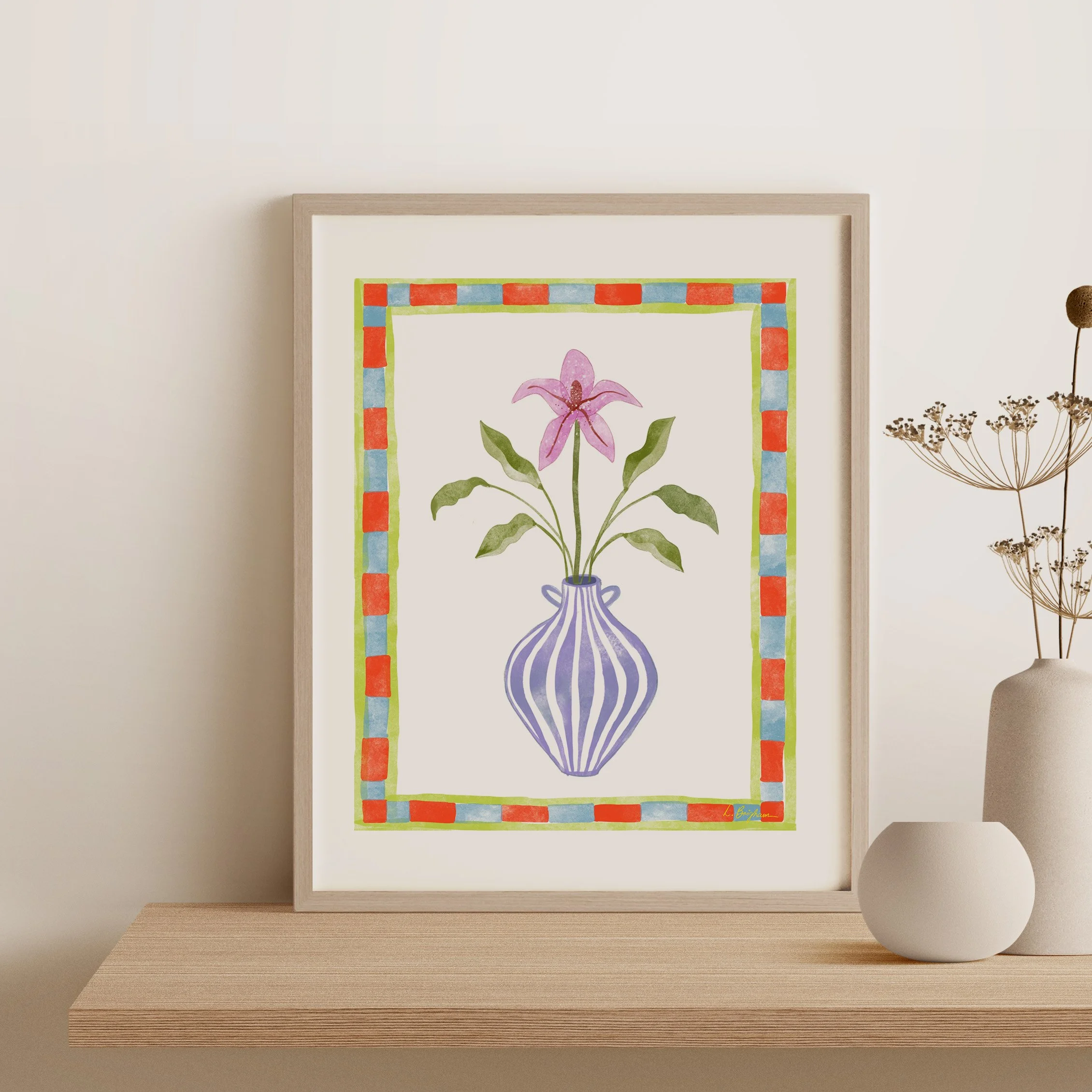 Framed PInk Iris Print.jpg