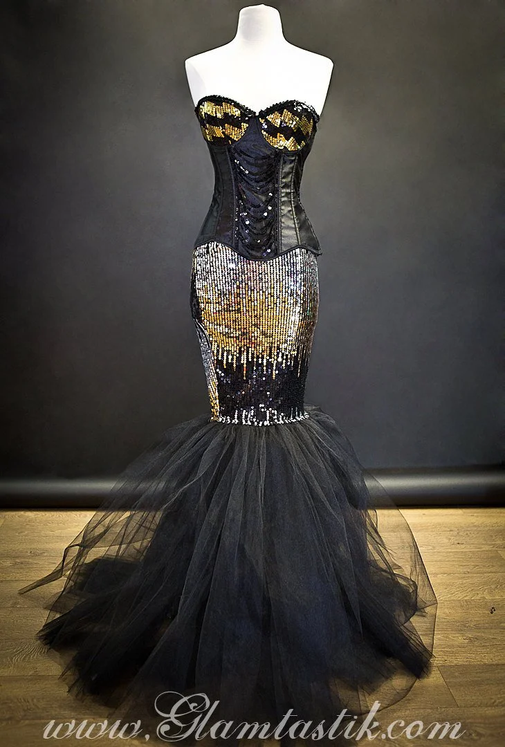 Size Small Black Silver and Gold sequin mermaid style sparkle tulle prom dress Halloween dress Ready to Ship Glamtastik Size Small Black Silver and Gold sequin mermaid style sparkle tulle prom dress Halloween dress Ready to Ship Glamtastik