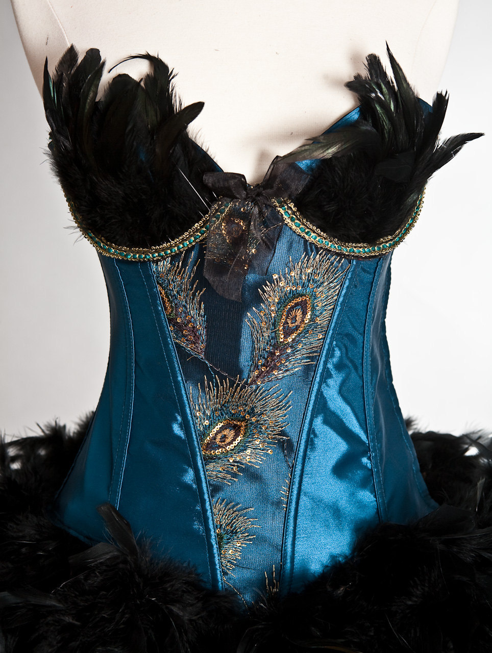 peacock corset dress