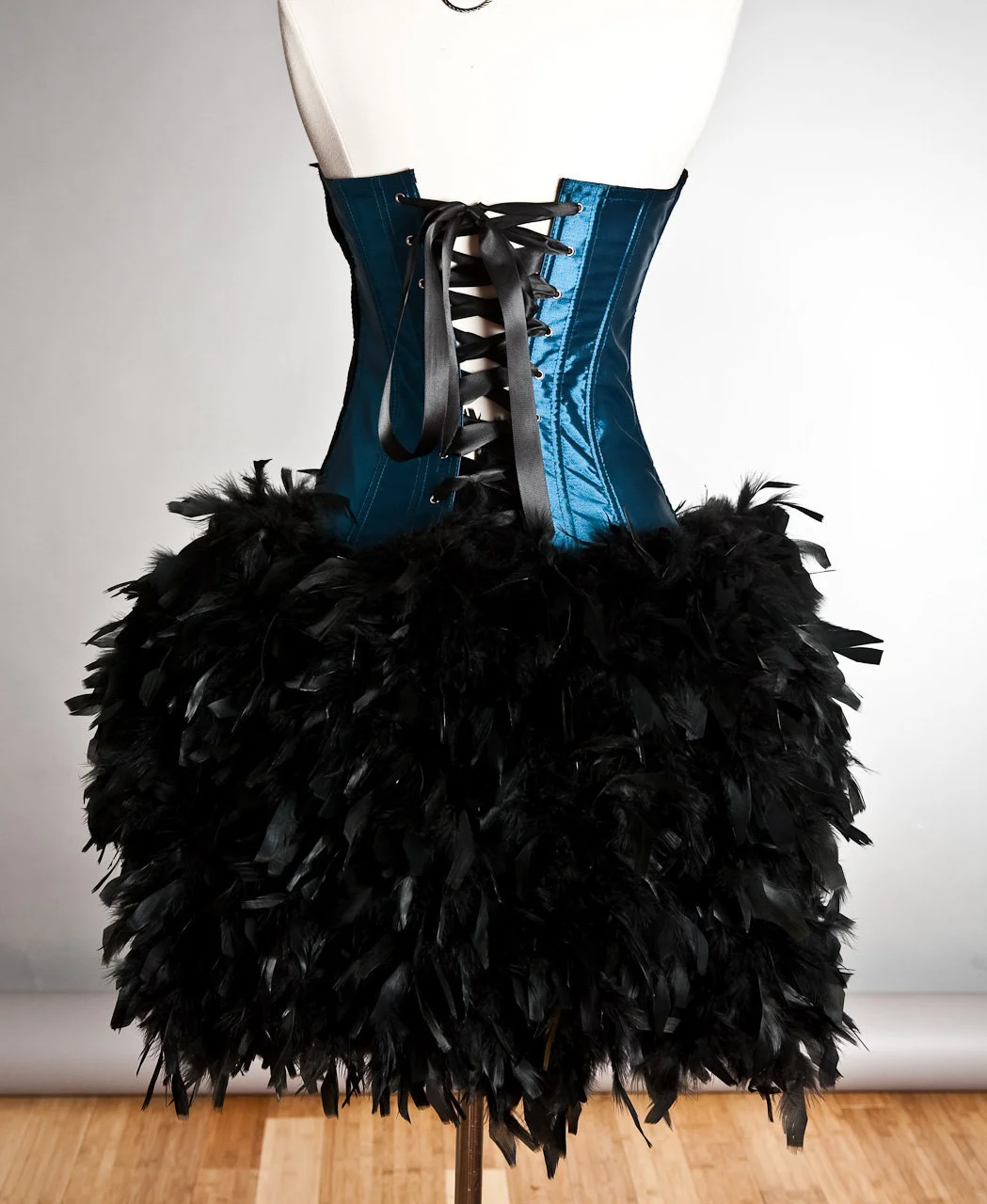 peacock feather corset dress Peacock Feather Couture Strapless Corset Full Length Dress