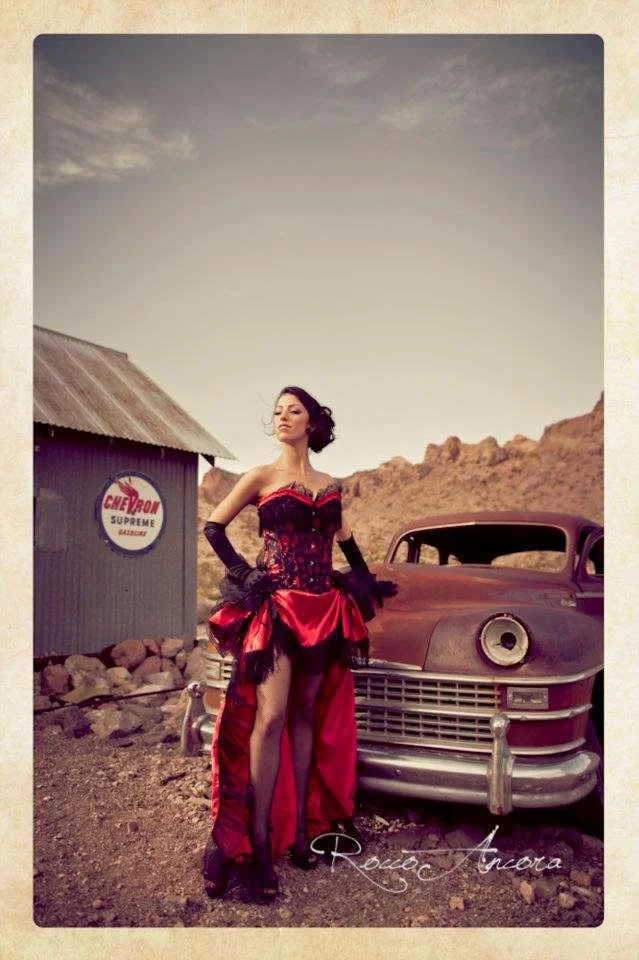 Custom Size Red and Black Burlesque Steampunk Saloon Costume S-XL