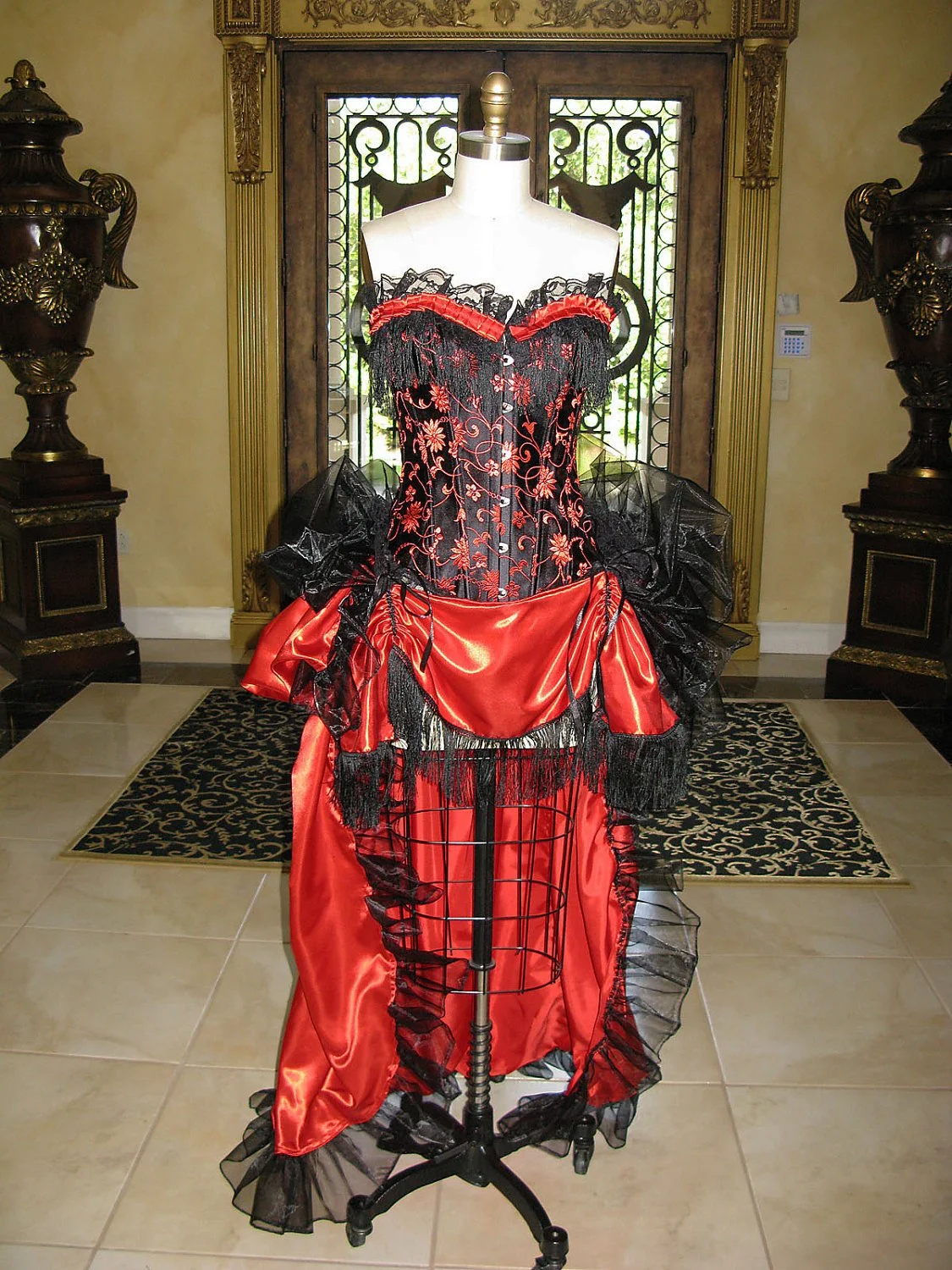 open lace back dress Red Victorian Steampunk Dress – Steampunk Fashion UK main image 1