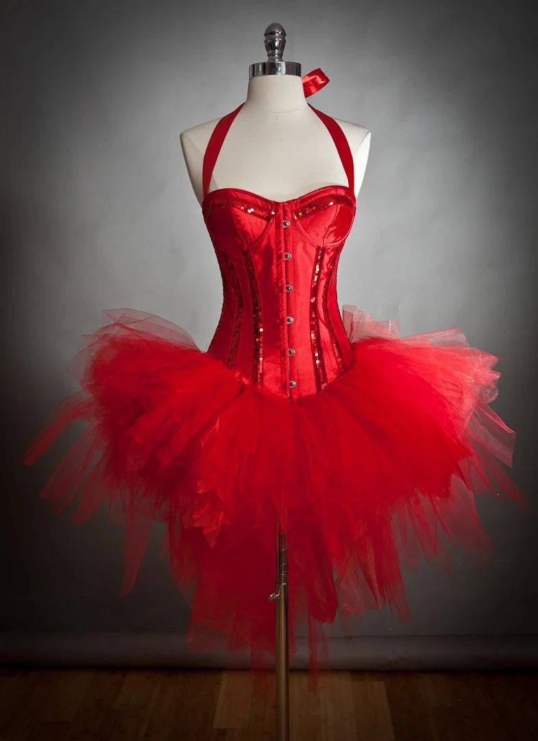 fitted lace wedding dress Red Burlesque Organza Boa ~ vegan ~ cabaret and drag costume – Talulah Blue  Costumes main image 0