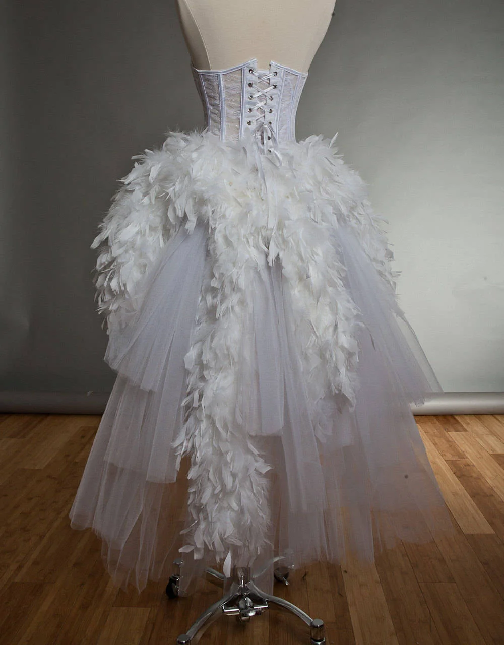 white corset halloween dress Off White Ruffled Corset Dress: Strapless Crepe Party Dress