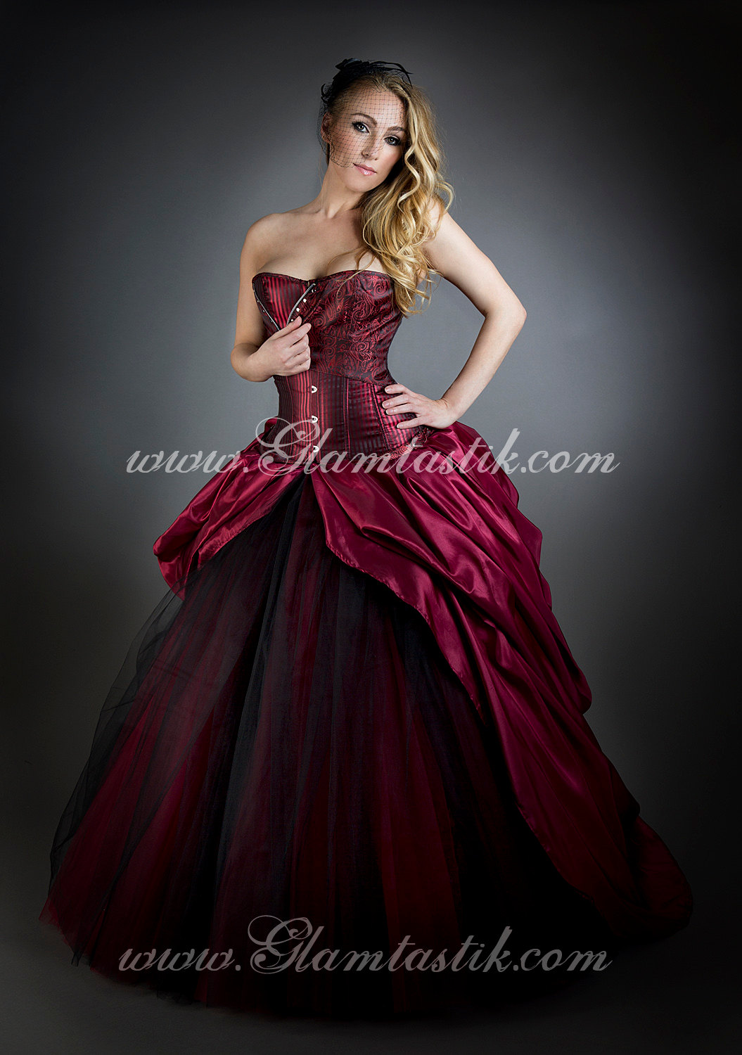 red corset wedding dress