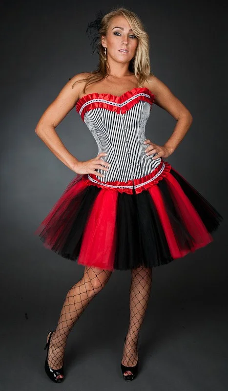 Custom Size Queen of Hearts Red black and white burlesque corset tutu dress Halloween
