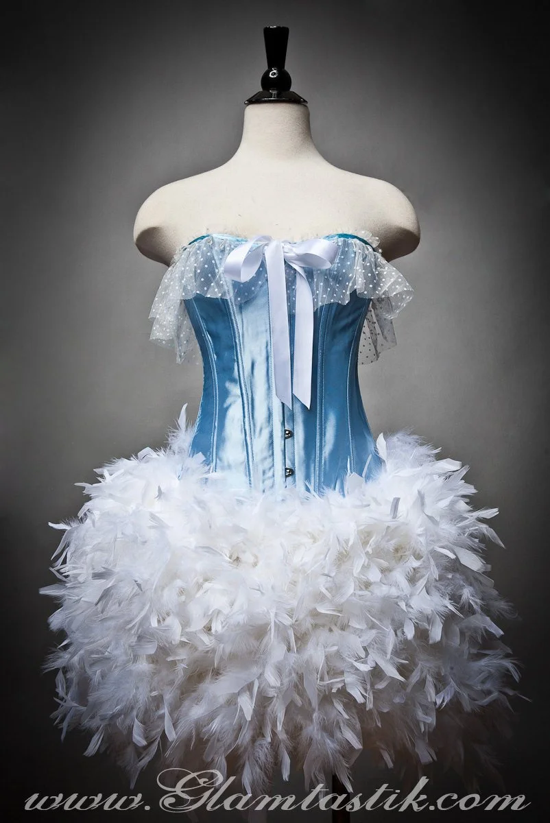 white christmas dresses Light Blue Sparkle Tulle Corset Gown With Floral Appliqué main image 1
