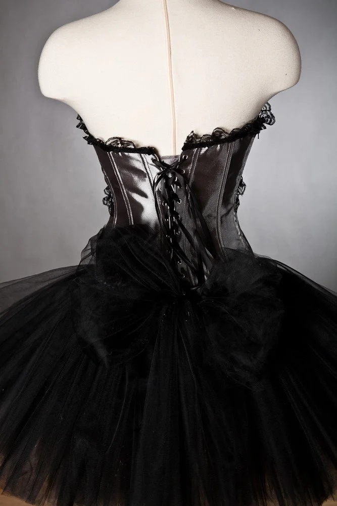 Custom Size Silver and Black tulle Burlesque Corset dress Glamtastik Custom Size Silver and Black tulle Burlesque Corset dress Glamtastik