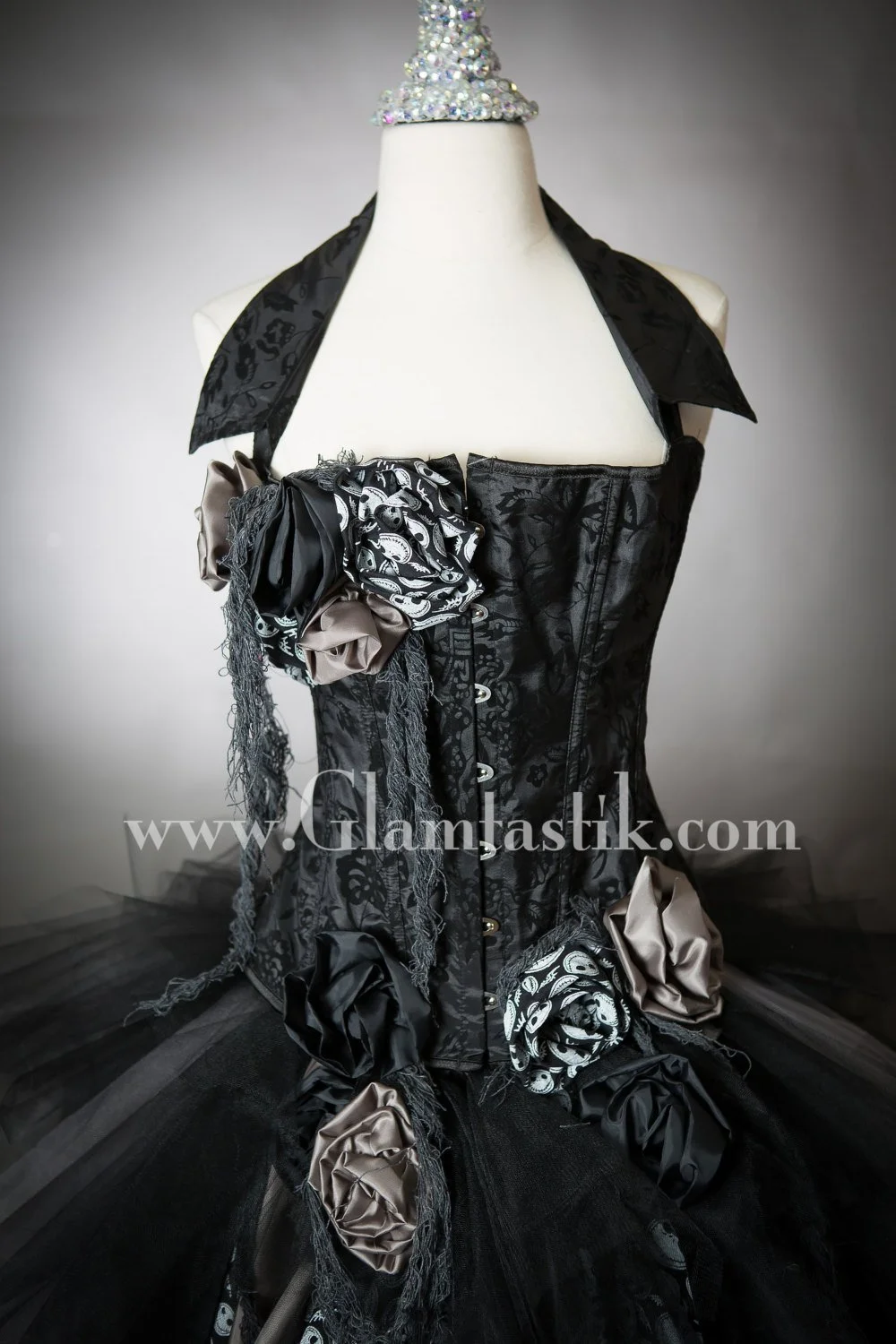 Jack Skellington Custom Size Black and gray High Low tulle Burlesque Corset Nightmare before Christmas Dress Small-XL Glamtastik Jack Skellington Custom Size Black and gray High Low tulle Burlesque Corset Nightmare before Christmas Dress Small-XL Glamtastik