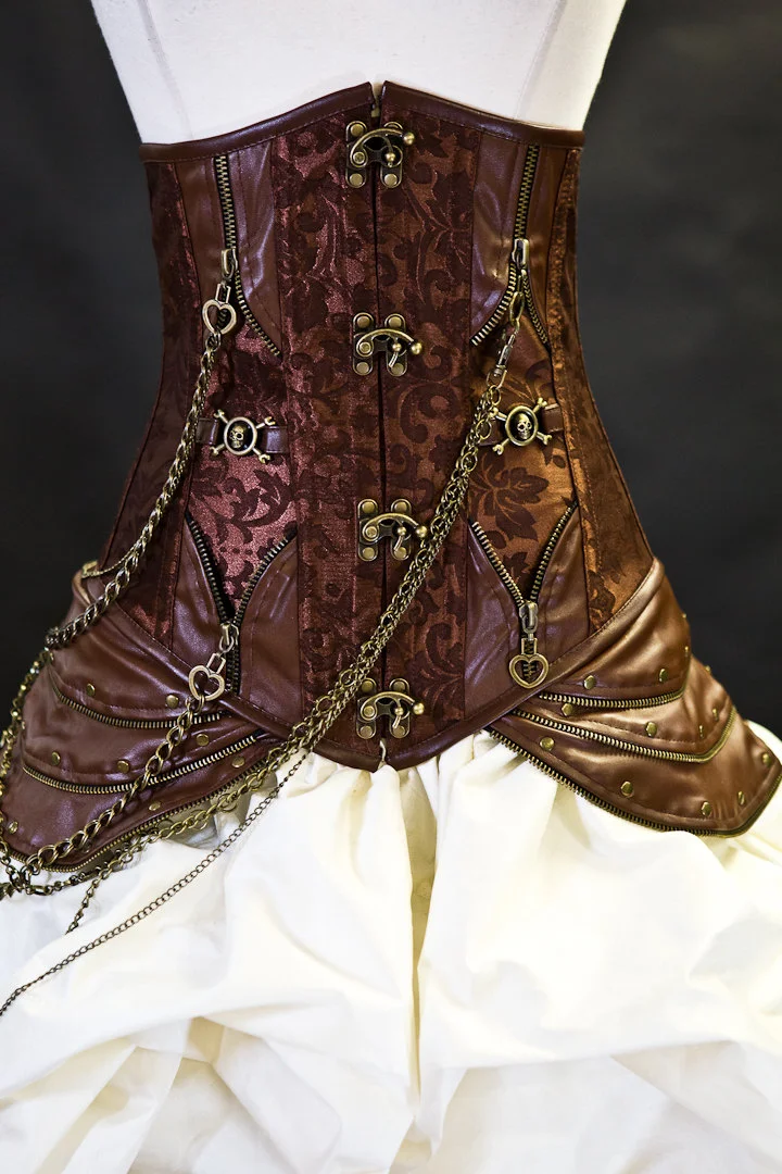 long brown maxi dress steampunk steampunk brown short sleeve jacket Dark brown / S
