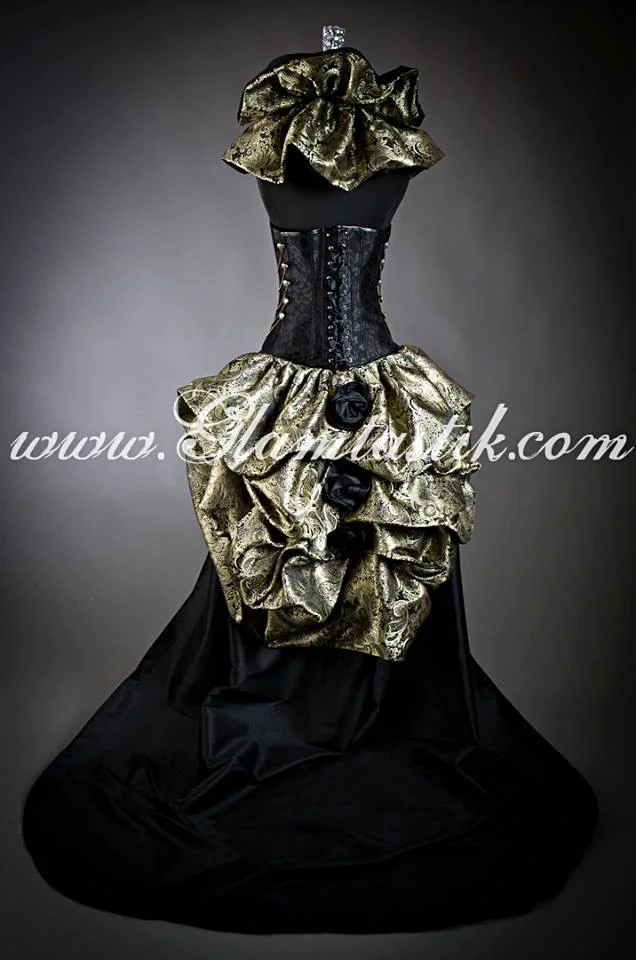 green emerald velvet dress Art Deco Steampunk Dress