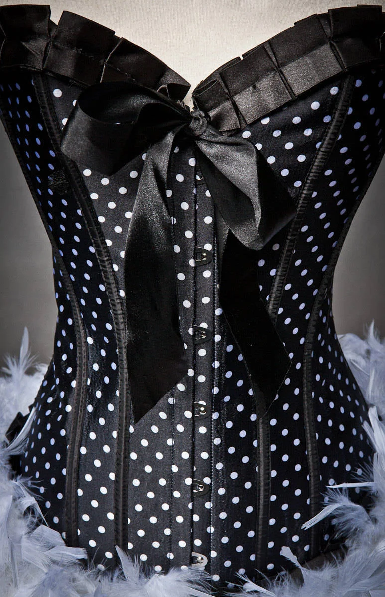 princess polly baby blue dress Custom sizel Black and White Polka Dot Burlesque Feather Corset Dress  available in small-XL — Glamtastik
