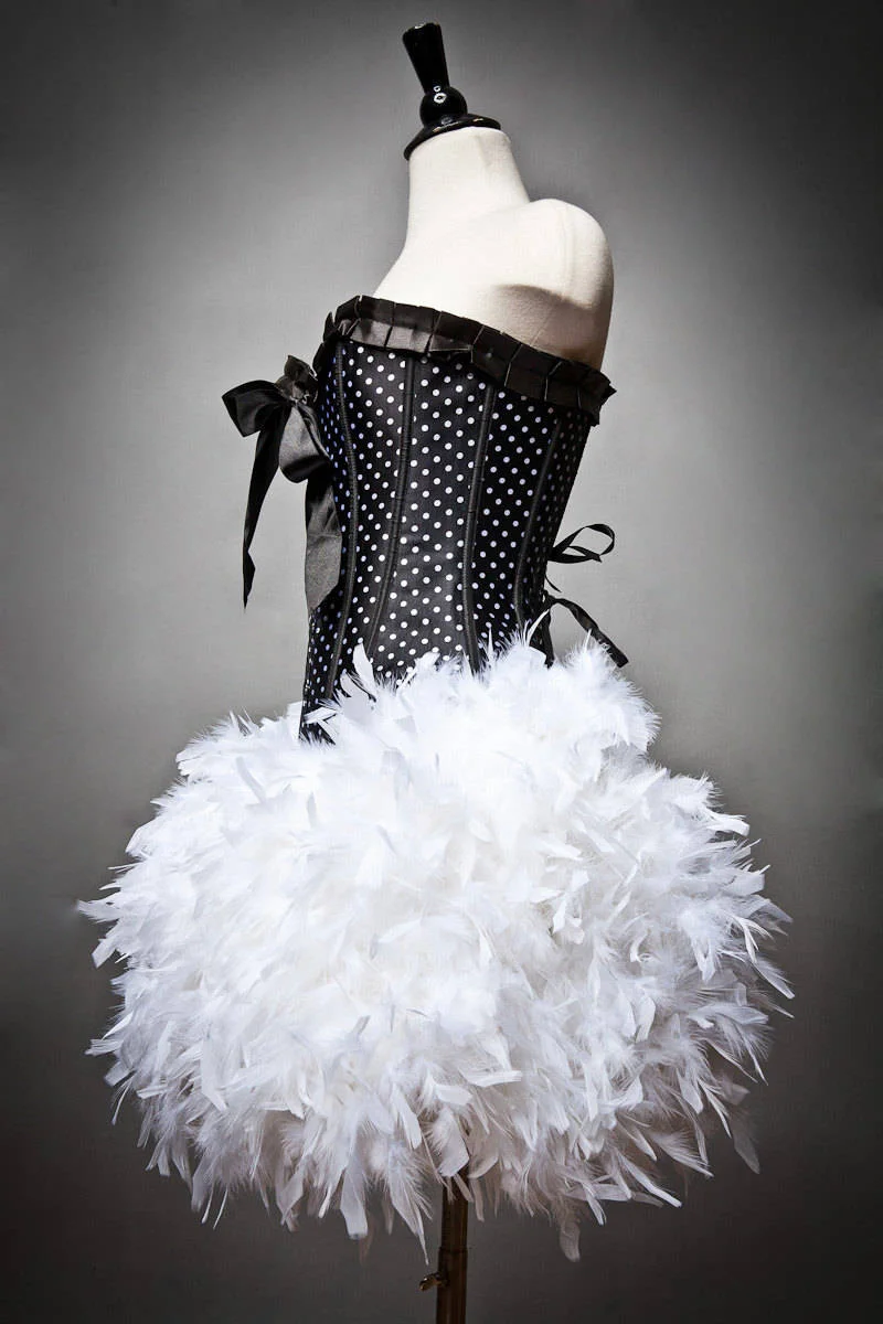 black and white dress with feathers Norah Bandeau Lace-Up Corset Mini Dress in Black main image 1