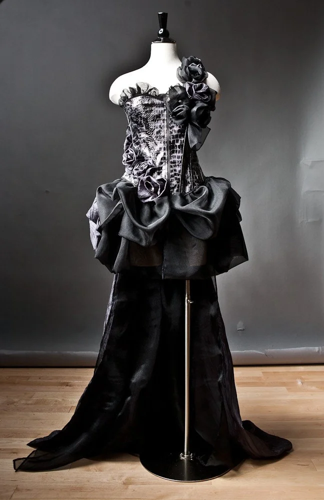Custom Size Silver and Black Crocodile Burlesque prom gown Small-XL