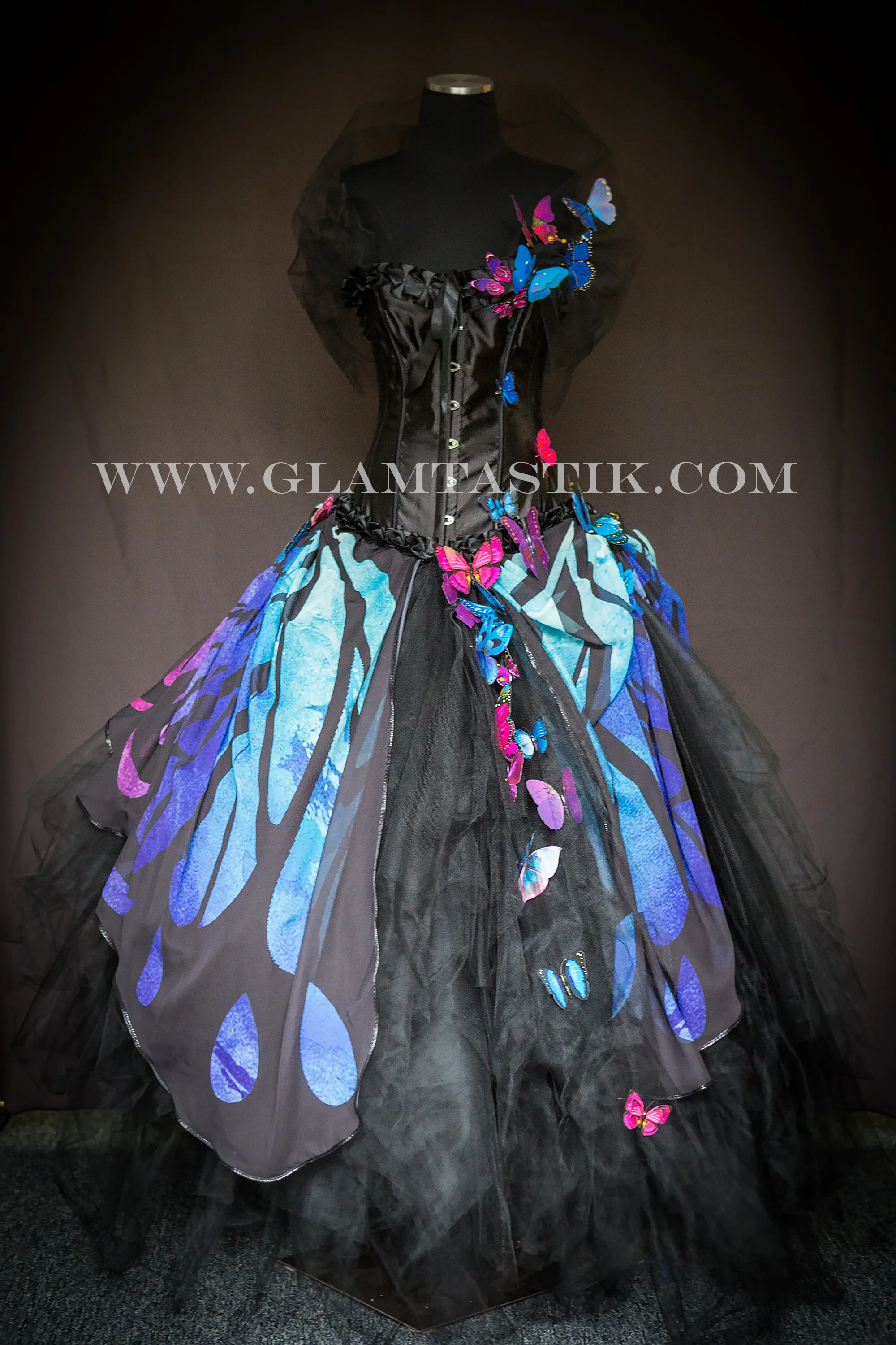 blue burlesque dress Blue Satin & Diamonte Corset Feather Dress (Crystal) * Kylie Minogue Style Showgirl Dress * Las Vegas Showgirl Costume, mardi gras feather costume