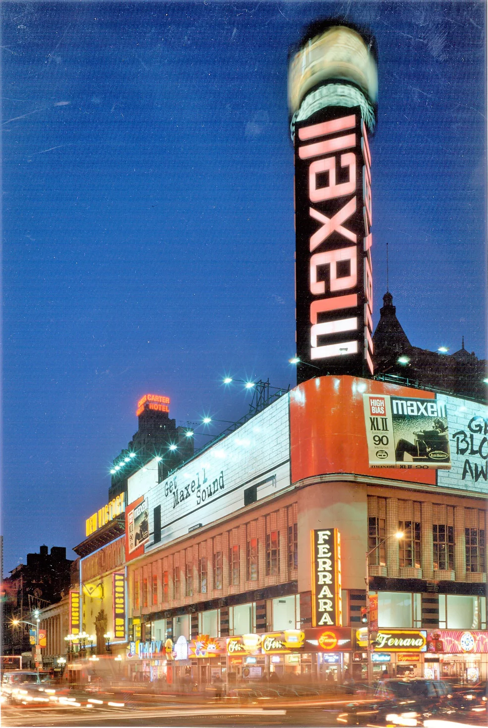 The Ferrara Candy Company story on the corner of 42nd and 7th Avenue, with reopened New Victory Theatre adjacent. Now the site of 3 Times Square, also known as the Thomson Reuters Building. Credit: Peter Aaron/Otto for Robert A.M. Stern Architects