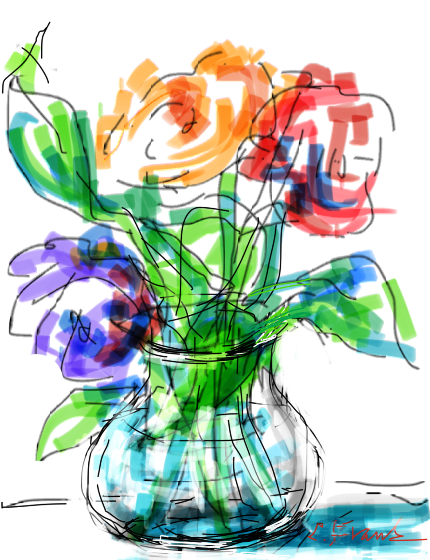 Whimsical Flowers in Vase