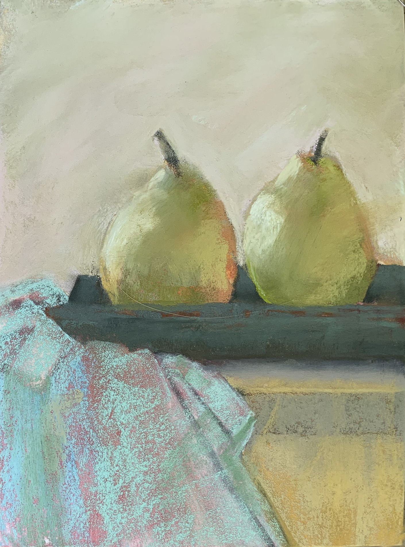 Two Pears, Blue Cloth