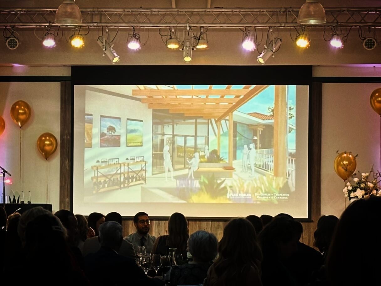 Work in progress hitting the big screen @pasotempletonchamber Gala!

#brockitecture #ryanbrockettarchitect #architect #architecture #arch #design #interiors #residential #commercial #centralcoast #slocounty #templeton

Photo: Brittany Wellington