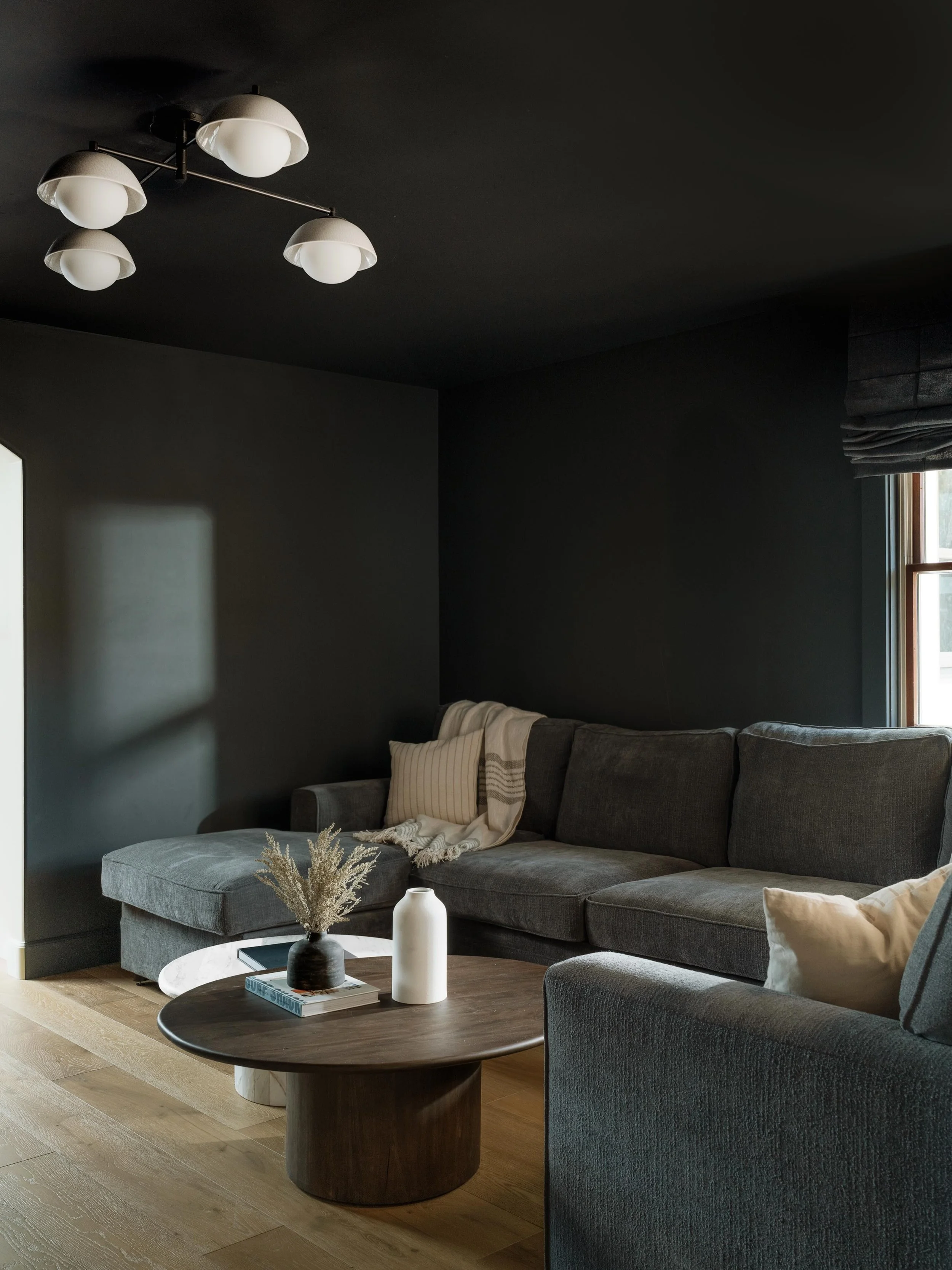 Quietly watching in a cozy media room.
#brockitecture #architects #interiors

Collab w/ @michelle.pelech.interiors 
Photos @lisamakco 
Build @legacy.built