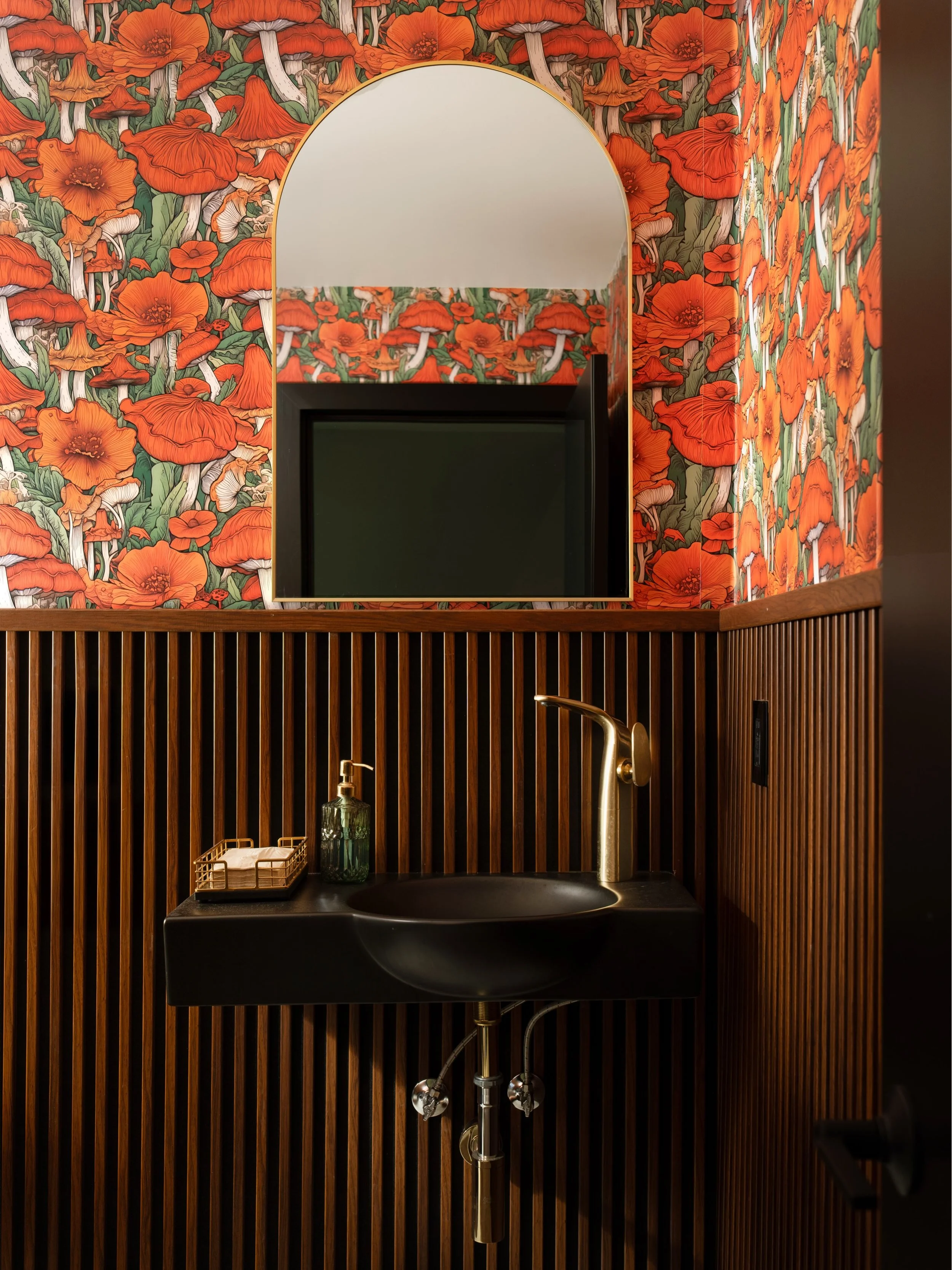 Adding a fun pop of bright color tucked behind the dark walls of a recent winery tasting room refresh @royalnonesuchfarm &amp; @lopaicellars 

#brockitecture #architecture #interiordesign #templeton #winery 

Photos @lisamakco 
Build @lernoconstructi