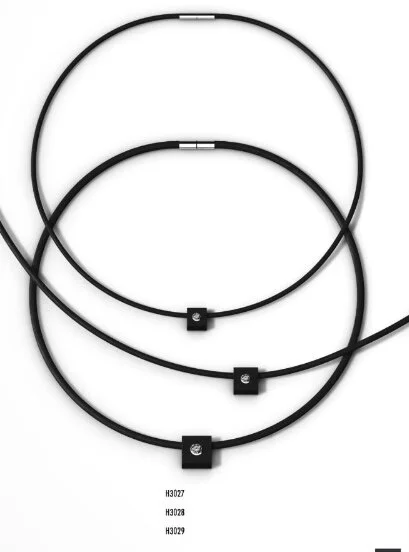 André Ribeiro - Black Rubber Necklace - Square with Solitaire Diamond