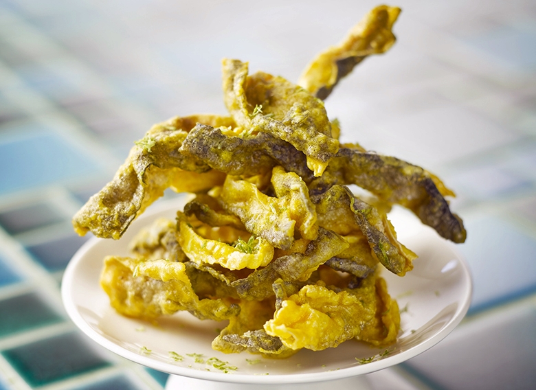 Crispy Fried Salmon Skin coated with Salted Egg Yolk.jpg