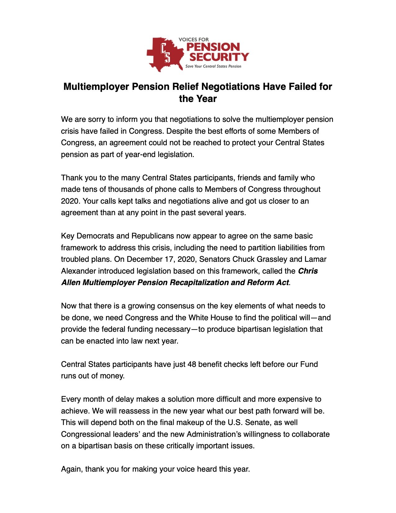 December 2020 Participant Update Newsletter #2