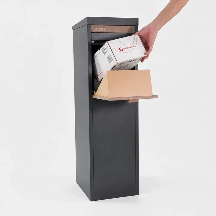 Nest Parcel Letterbox Charcoal - autumn 2.webp