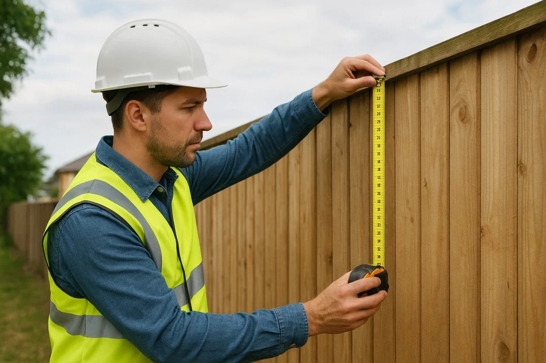 Tradesperson Measuring a Boundary Fence