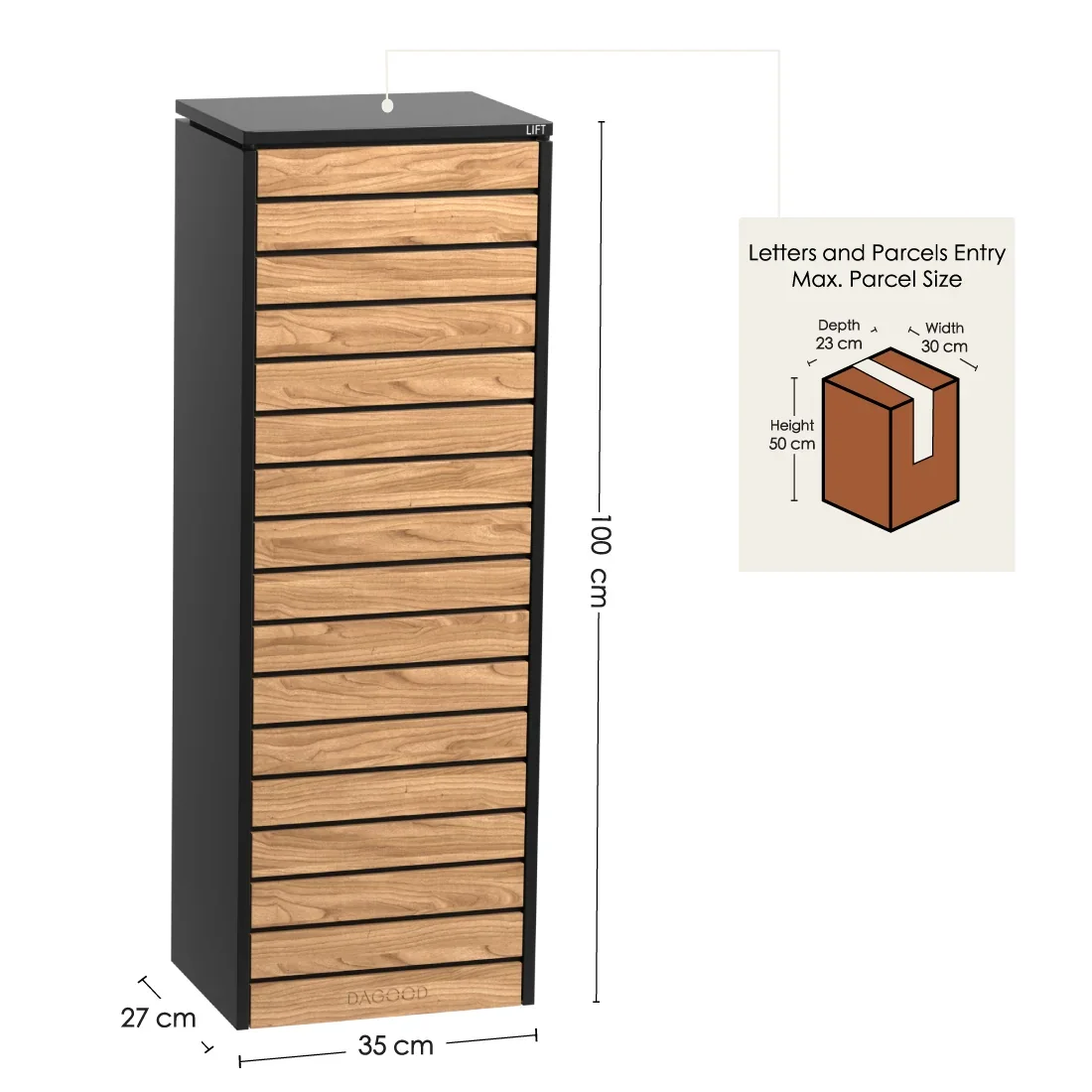 Plaza II Parcel Letterbox Black 8.webp