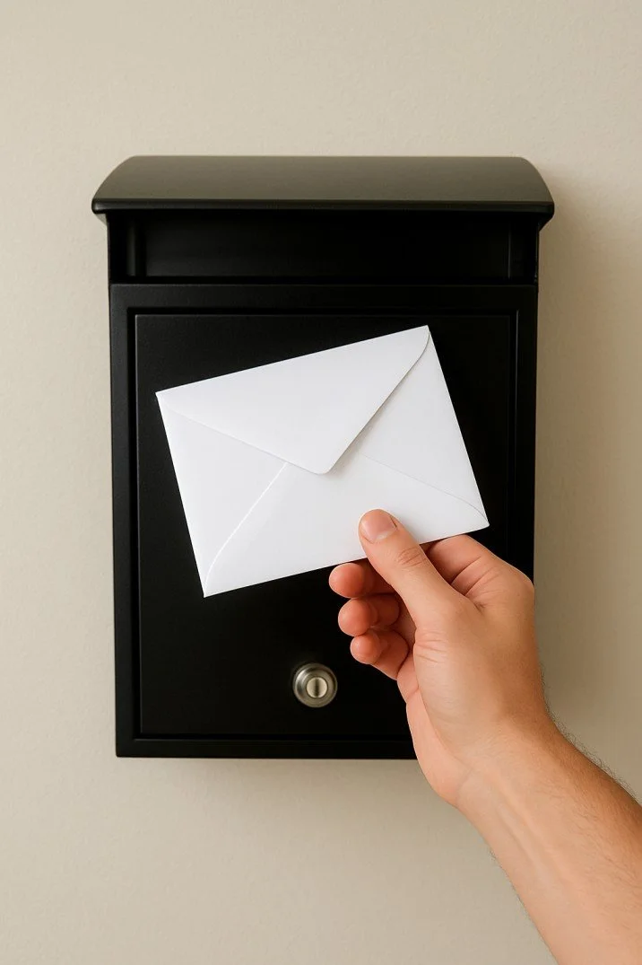 Letterbox With an Envelope Being Inserted.