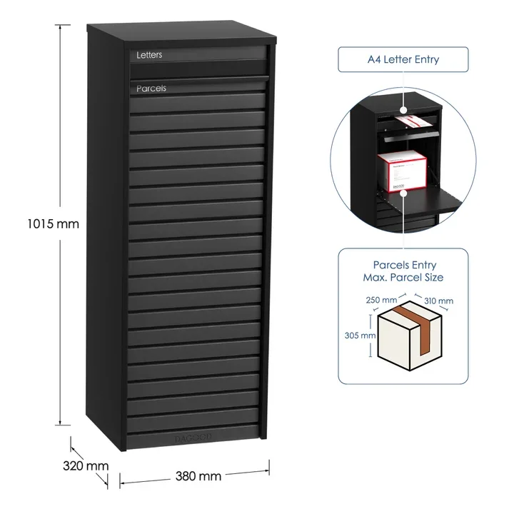 Clasti Parcel Letterbox Black charcoal 2.webp