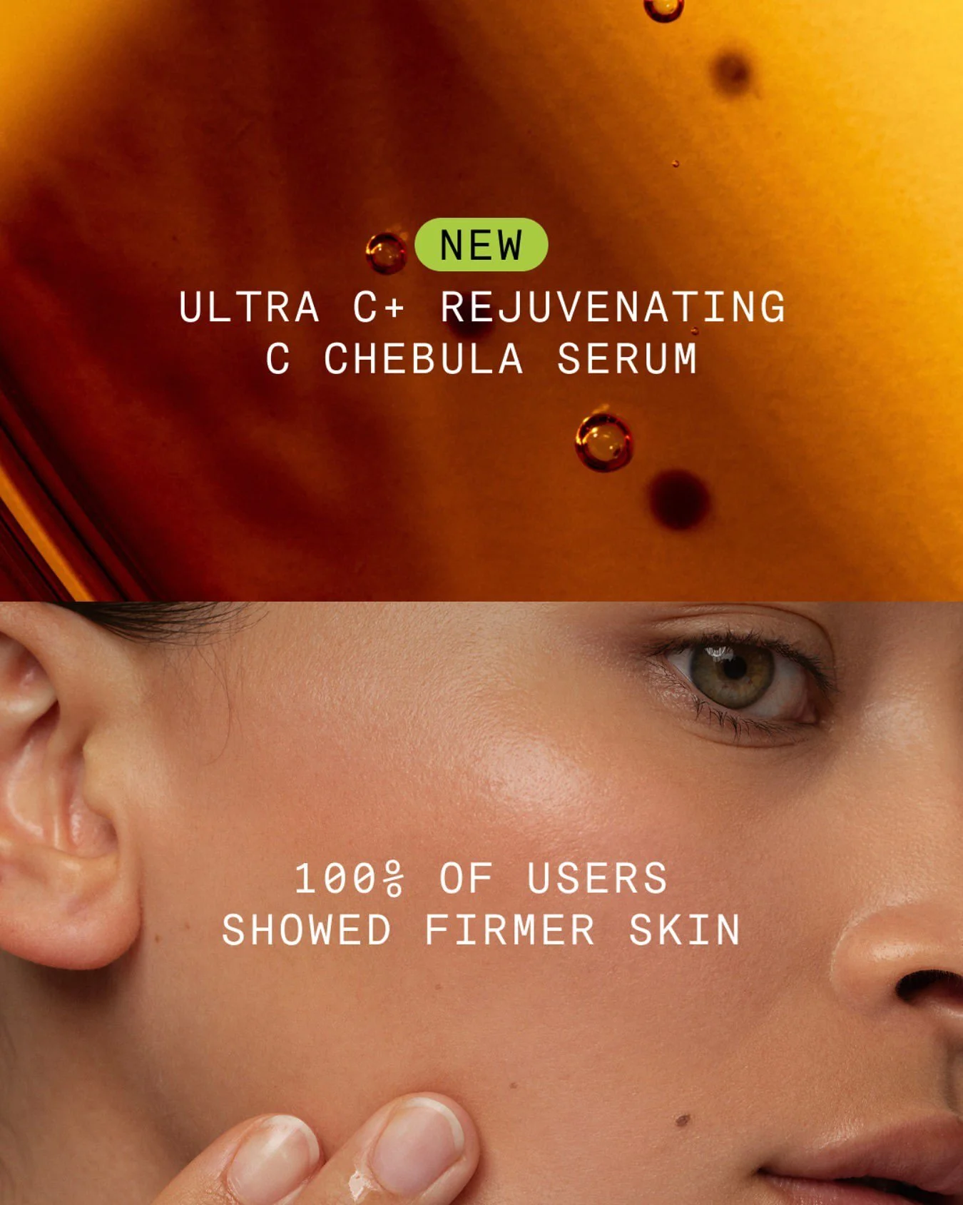 Imagine a serum so advanced, it redefines what Vitamin C can do.  Introducing NEW @ultraceuticals Ultra C+ Rejuvenaring C Chebula Serum. 

It delivers on the promise:
✔️ 100% of users saw firmer skin*.
✔️ Clinically proven to firm, lift and brighten.