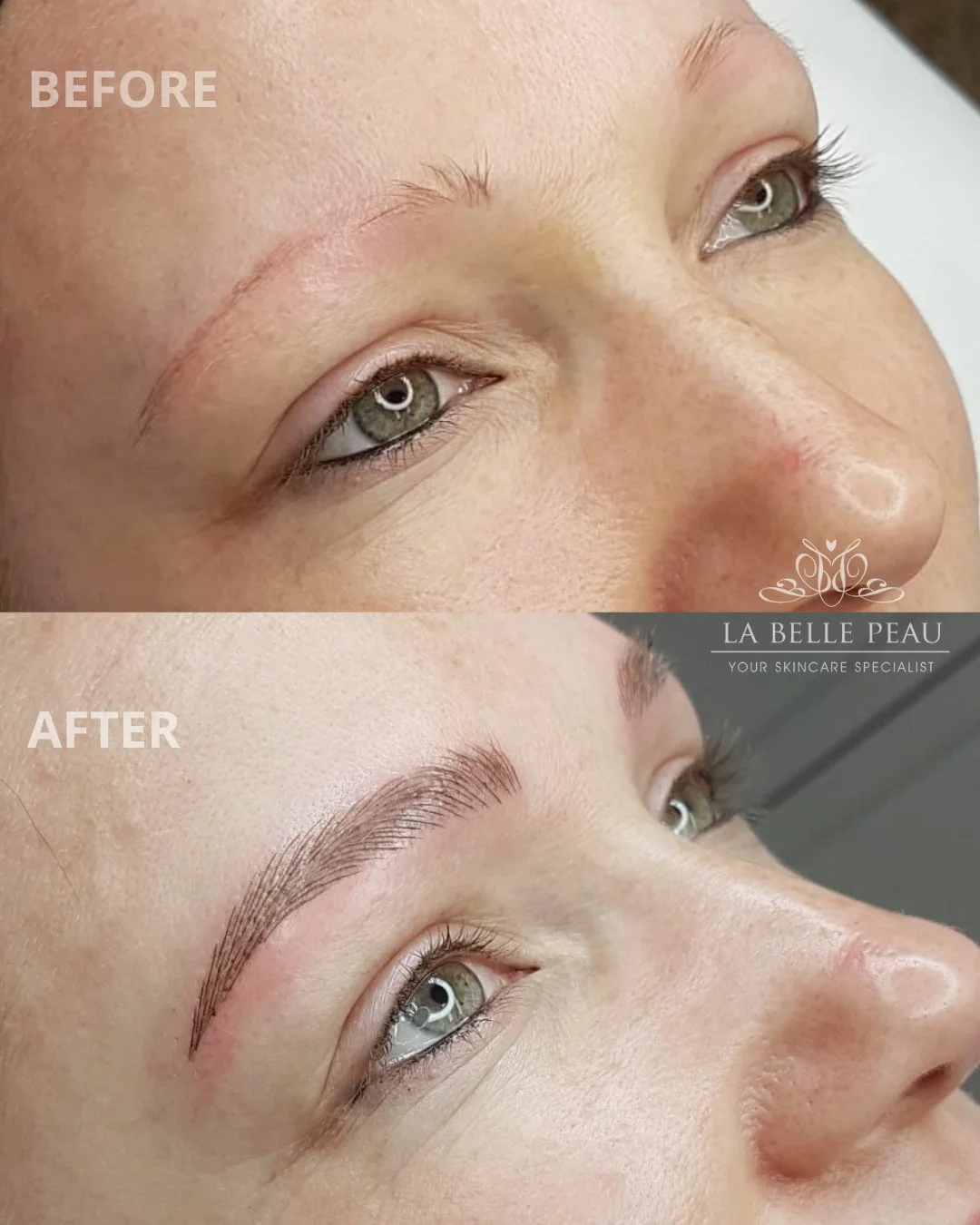 ✨ **Transform Your Look with Eyebrow Microblading!** ✨ 

Witness the stunning results achieved by our talented cosmetic tattoo artist, Petra! From sparse to perfectly sculpted, this transformation highlights the natural beauty of your brows. 

🌟 Say