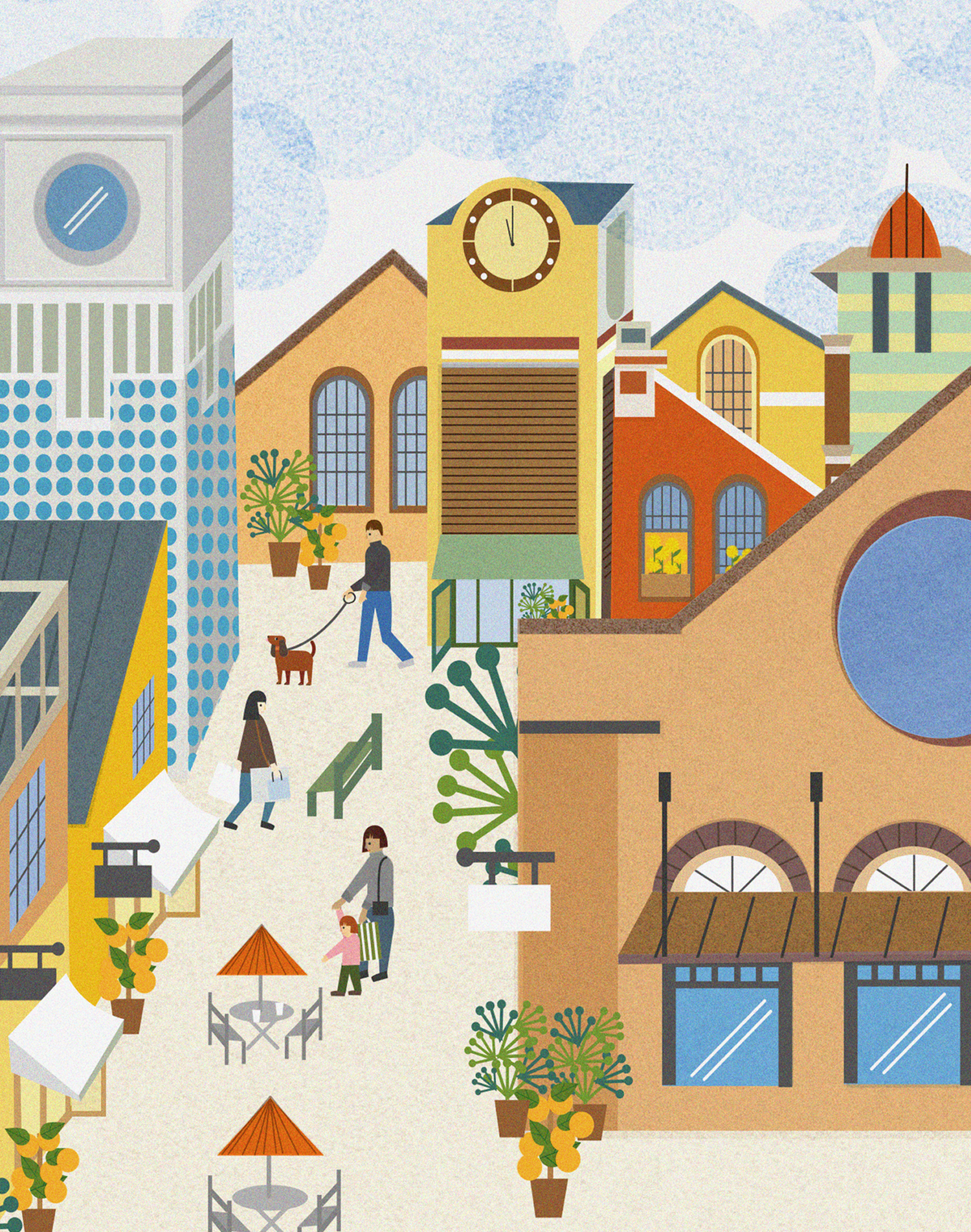 Illustrations for Bicester Village, Chuseok Korean Thanksgiving and harvest moon festival campaign. This involved creating a set of illustrated gif-animations for the different Bicester villages in Europe. To help promote the event working with anim