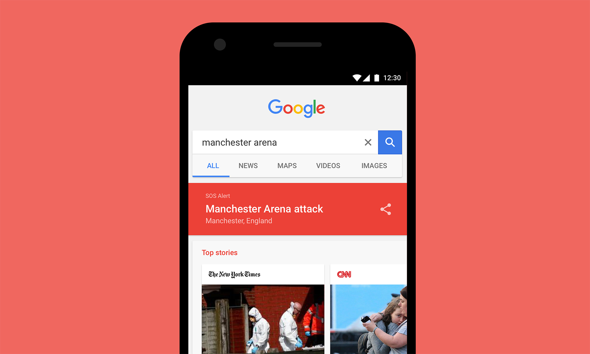 In the wake of the Paris attacks in 2015, a group of us in Creative Lab decided to try and figure out how Google could do more to help people in a crisis. The result was SOS Alerts – a new set of features that has been implemented across various Google products.